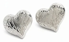 Aros de acero quirurgico corazon labrado 15mm